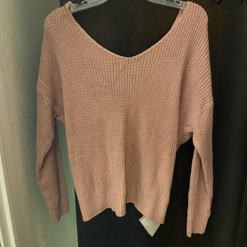 Pink Sweater with Wrap Back